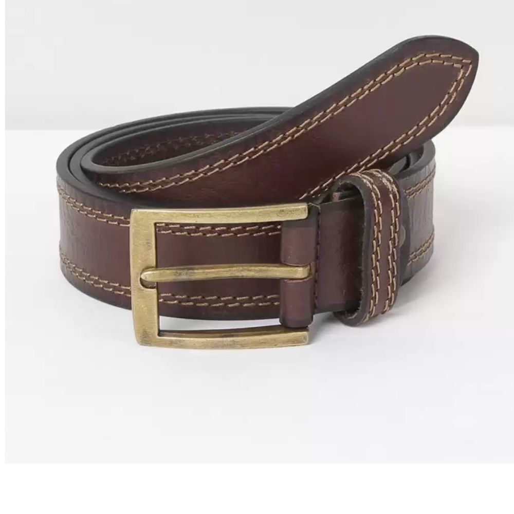 ALESBURY Max Milled Leather Belt Brown 42 Stitch Fix Nwt in packaging